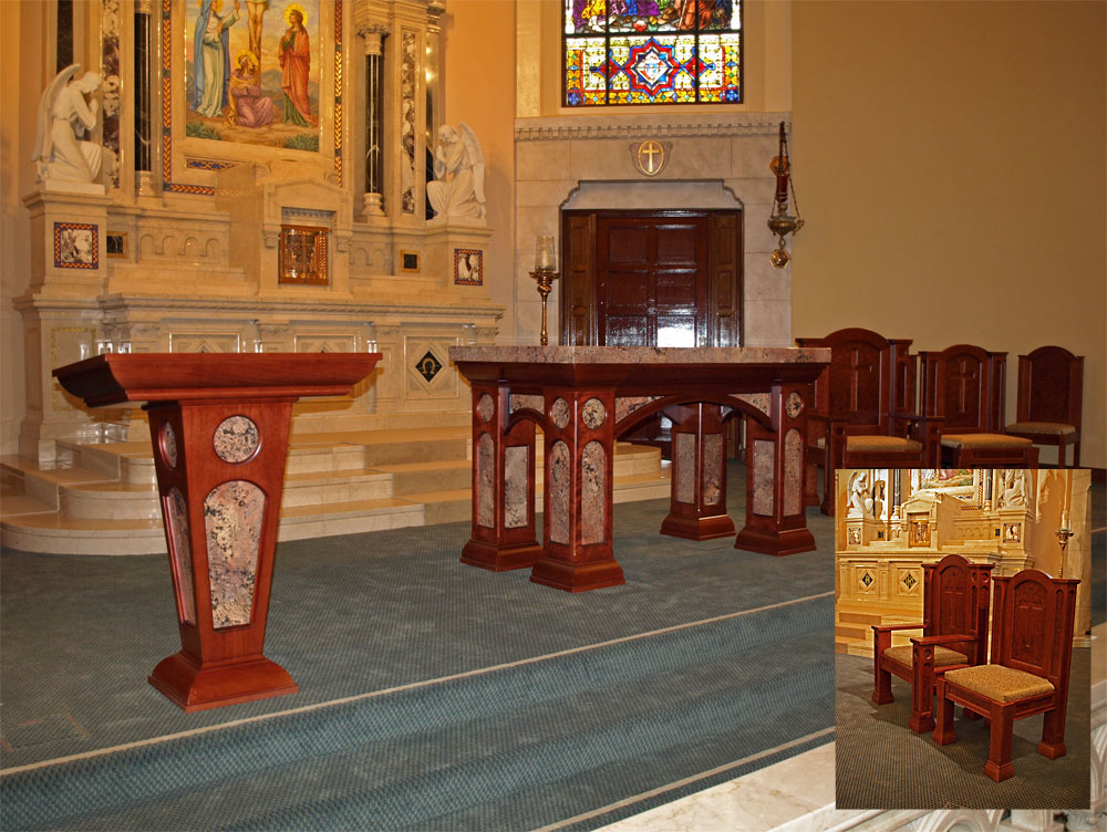 St Vincent's Church - custom woodwork by Design in Wood, Petaluma, CA. Andrew Jacobson - (707) 765-9885
